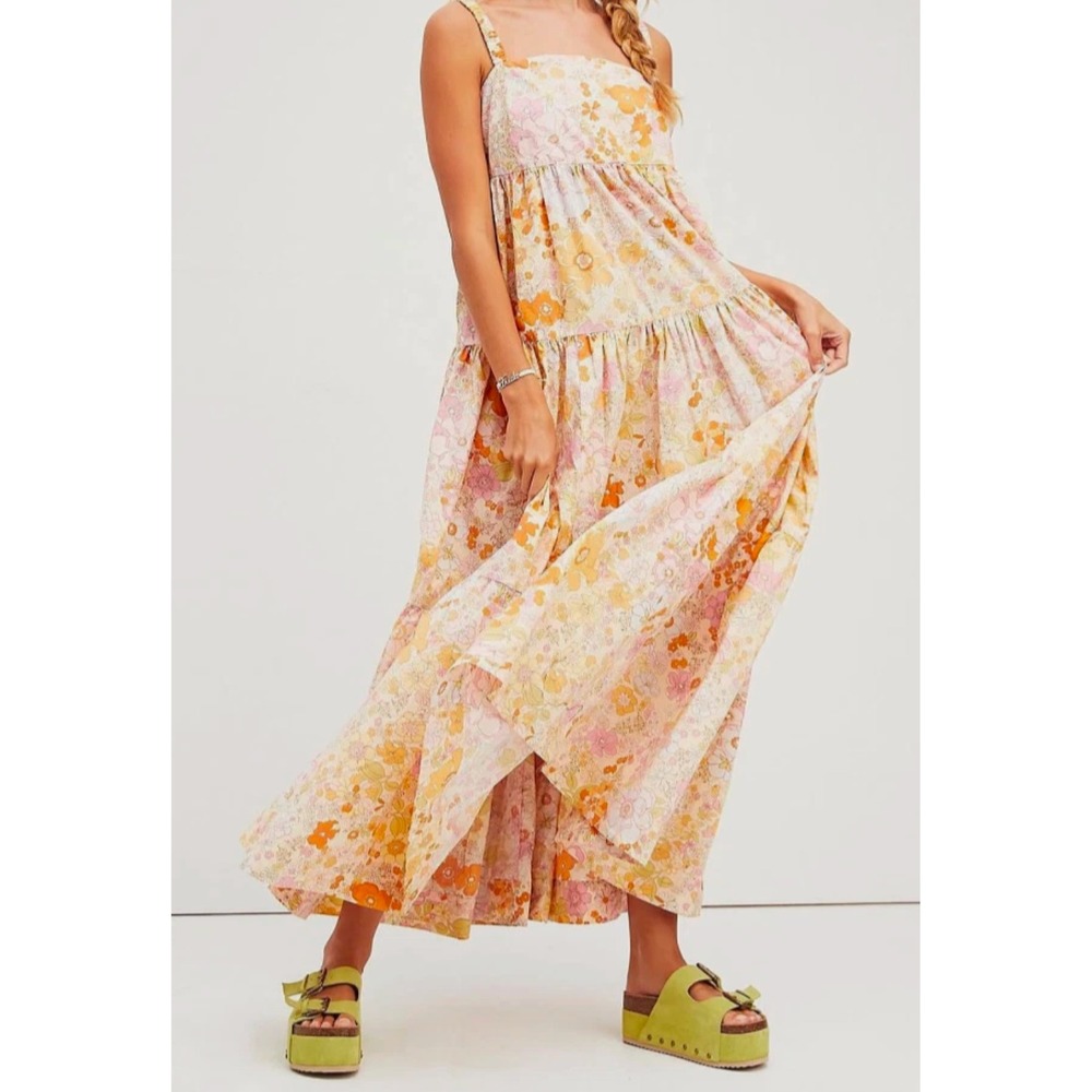 Free People Women's Park Slope Maxi Dess Floral Blossom Light Boho